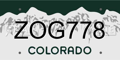 ZOG778 Colorado License Plate