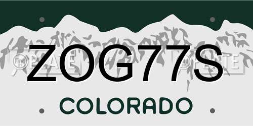 ZOG77S Colorado License Plate