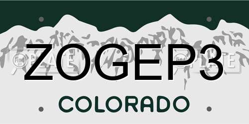ZOGEP3 Colorado License Plate