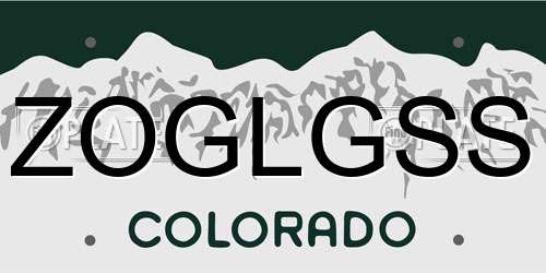 ZOGLGSS Colorado License Plate