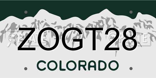 ZOGT28 Colorado License Plate