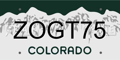 ZOGT75 Colorado License Plate