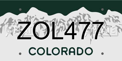 ZOL477 Colorado License Plate