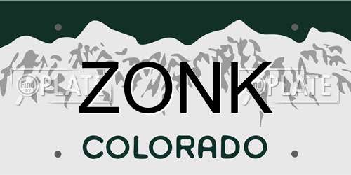 ZONK Colorado License Plate