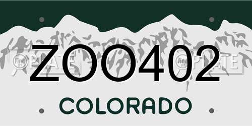ZOO402 Colorado License Plate