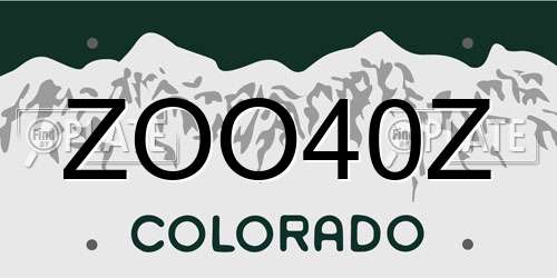ZOO40Z Colorado License Plate