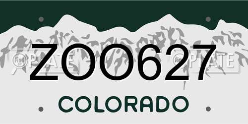 ZOO627 Colorado License Plate
