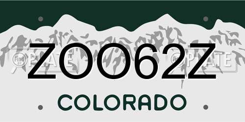 ZOO62Z Colorado License Plate
