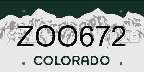 ZOO672 Colorado License Plate