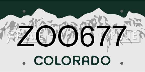 ZOO677 Colorado License Plate