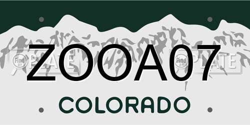 ZOOA07 Colorado License Plate