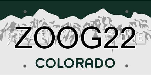 ZOOG22 Colorado License Plate