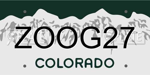 ZOOG27 Colorado License Plate