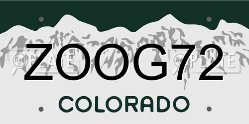 ZOOG72 Colorado License Plate