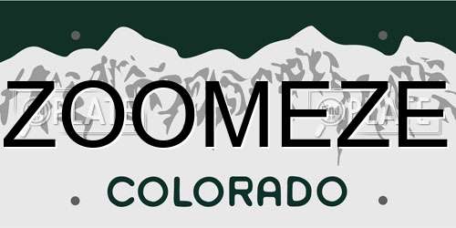 ZOOMEZE Colorado License Plate