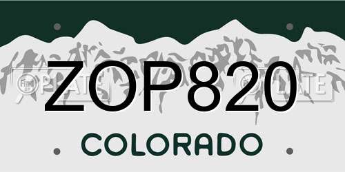 ZOP820 Colorado License Plate