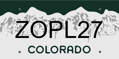 ZOPL27 Colorado License Plate
