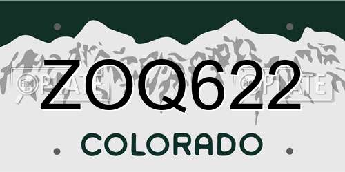 ZOQ622 Colorado License Plate
