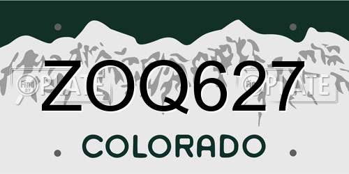 ZOQ627 Colorado License Plate