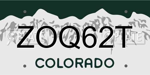 ZOQ62T Colorado License Plate
