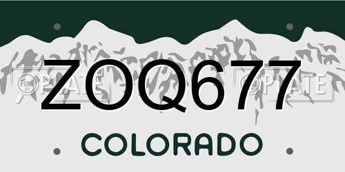ZOQ677 Colorado License Plate