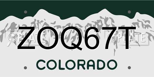ZOQ67T Colorado License Plate