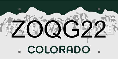ZOQG22 Colorado License Plate
