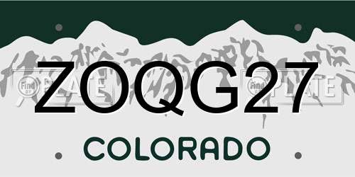 ZOQG27 Colorado License Plate
