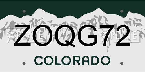 ZOQG72 Colorado License Plate