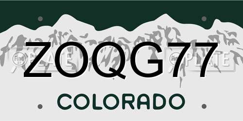 ZOQG77 Colorado License Plate