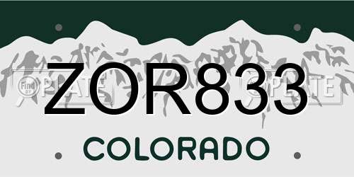 ZOR833 Colorado License Plate