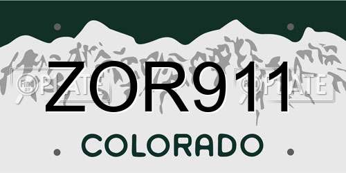 ZOR911 Colorado License Plate