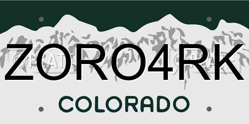 ZORO4RK Colorado License Plate