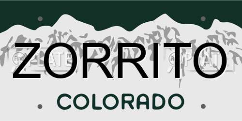 ZORRITO Colorado License Plate