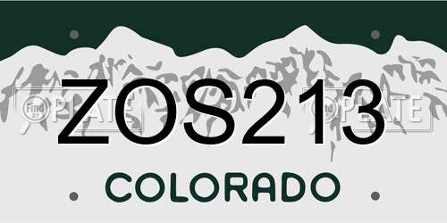 ZOS213 Colorado License Plate