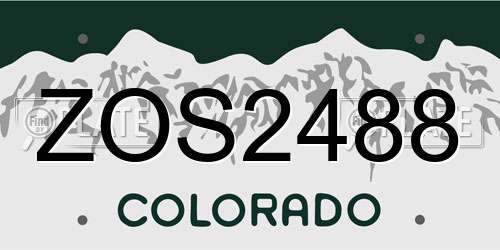 ZOS2488 Colorado License Plate