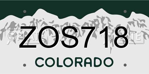 ZOS718 Colorado License Plate