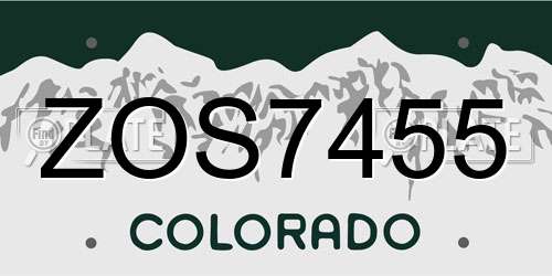 ZOS7455 Colorado License Plate