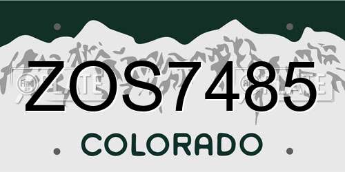 ZOS7485 Colorado License Plate