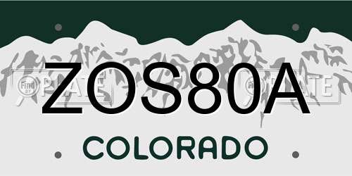 ZOS80A Colorado License Plate