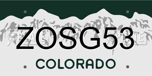 ZOSG53 Colorado License Plate