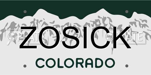 ZOSICK Colorado License Plate
