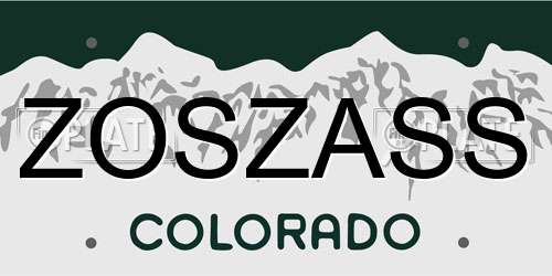 ZOSZASS Colorado License Plate