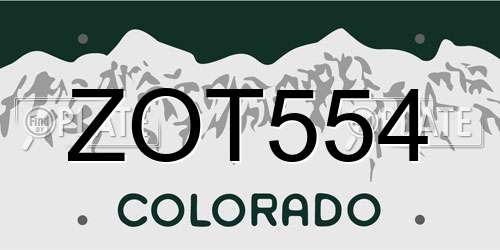 ZOT554 Colorado License Plate
