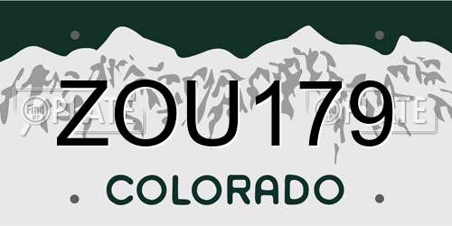 ZOU179 Colorado License Plate