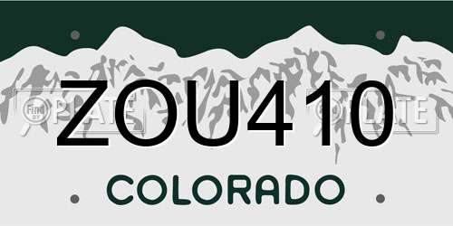 ZOU410 Colorado License Plate