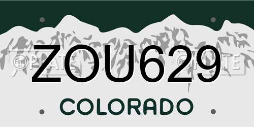 ZOU629 Colorado License Plate