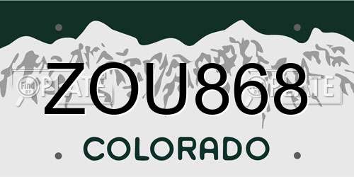 ZOU868 Colorado License Plate
