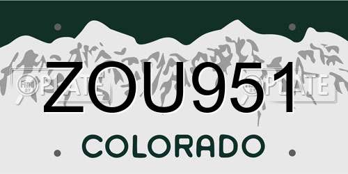 ZOU951 Colorado License Plate