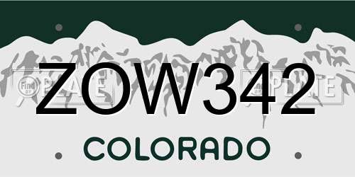 ZOW342 Colorado License Plate
